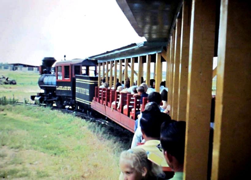 the view from a passenger car of Huff'n Puff railroad