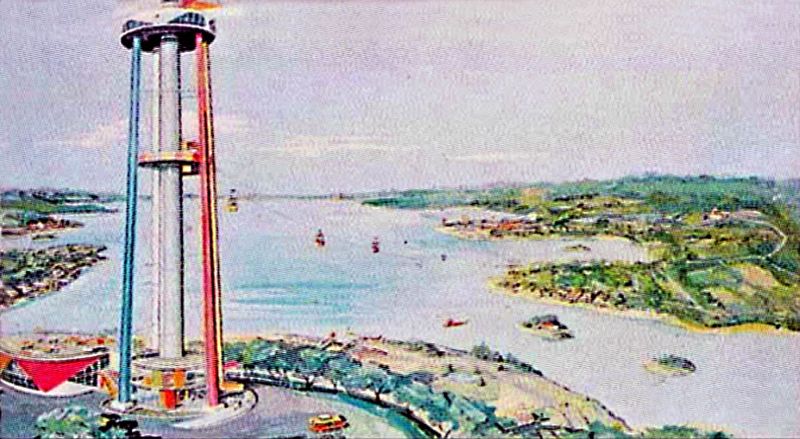Promotional Poster showing a tower with restaurant at the proposed Lakeland Amusement Park
