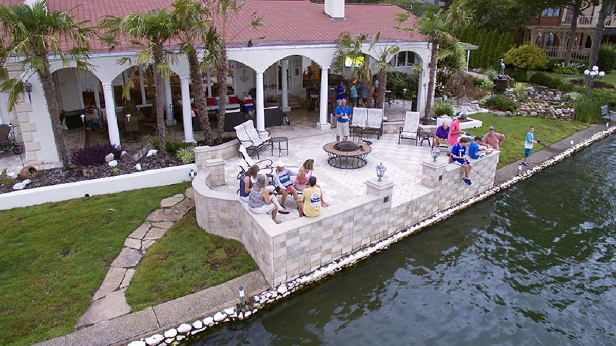 a party on a patio on Garner Lake in Lakeland TN